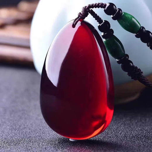Olevo Baltic Sea blood amber beeswax Wushi brand water droplet blood amber pendant wine red necklace for men and women A type