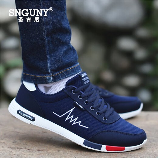 SNGUNY high-end light luxury brand casual shoes men versatile canvas shoes men's shoes spring and autumn new breathable board shoes men's shoes men 6166 black and red cloth 41