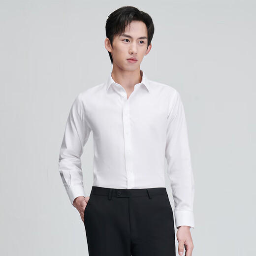 Journal Bird Free Free Long Mancheve Shirt's Men's Business Texture Facile à maintenir la chemise Kebc251011u White 40
