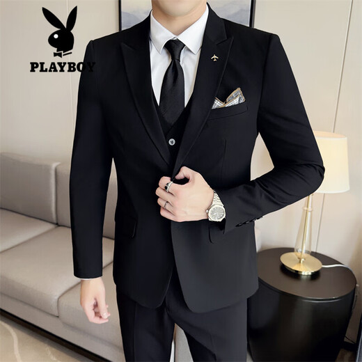 Playboy (Playboy) Casual und gutaussehender Anzug Herrenanzug mit Street Slim Fit großer Bräutigamanzug Herren Hochzeitskleid Britisch-Stil zweiteiler hellgrauer XL