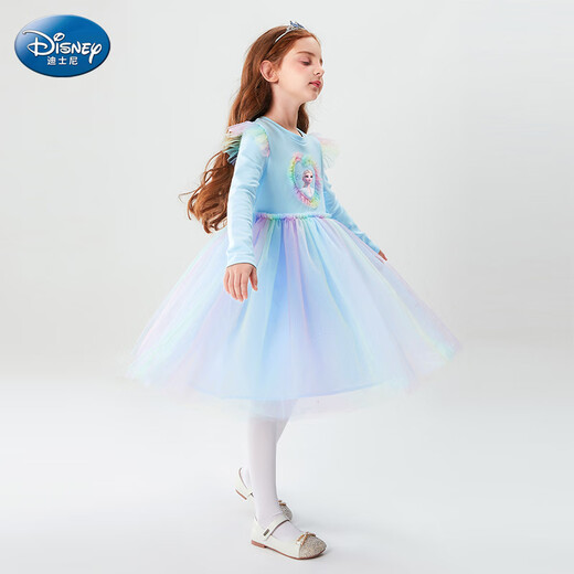 Disney Elsa Princess Skirt Women's 2025 New Girls' Dress Spring and Autumn Children's Princess Skirt LX81227 Blue 120