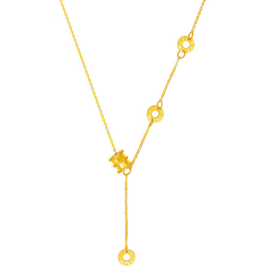 Saturday Fu 5G Craftsmanship Small Waist Gold Necklace Women's Pendant Birthday Gift Price A0614732 Approximately 3.49g