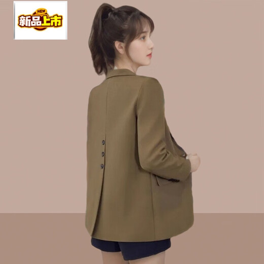 Chujing Professional Suit Jacket Women's 2025 Spring and Autumn New Casual Small Slit Black Suit Top Women Black M (Recommended 100 Jin Jin is equal to within 0.5 kg)