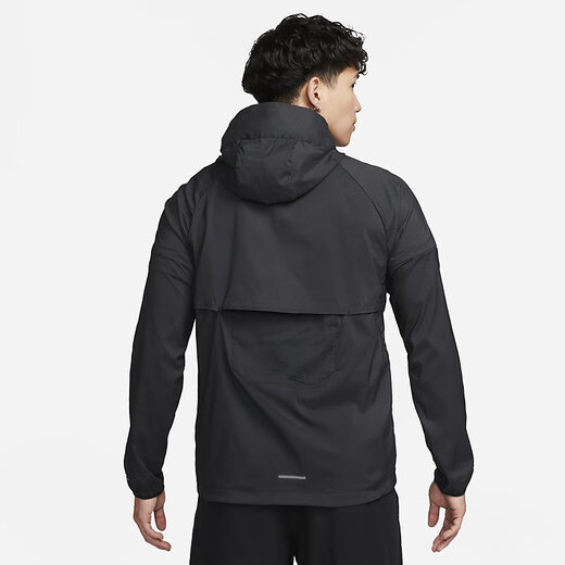 Nike (Nike) Herren wasserdichte Laufjacke Sonnenschutzmittel Jacke Sommer gewebte Kapuze-Jacke FB7541-010 FN3893-010 Schwarz/Sticker/Halbzipper 185/100a 2xl