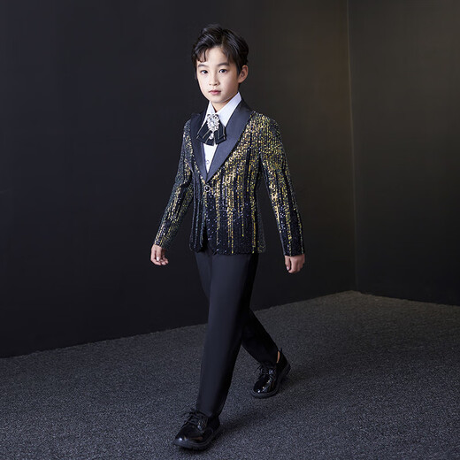 FANCYCHIC boy suit dress suit flower child wedding little boy piano host handsome children birthday party performance suit two-piece colorful suit plus collar flower 110