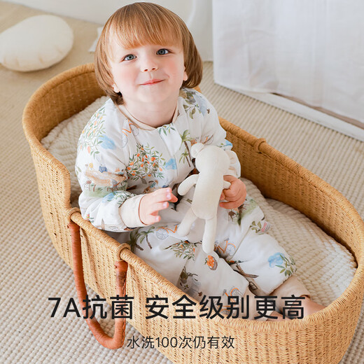 Griny baby sleeping bag autumn and winter baby gauze children's split-legged mulberry silk spring and autumn quilted warm anti-kicking quilt Koala light core thin quilted 80 (S size, recommended height below 85cm)