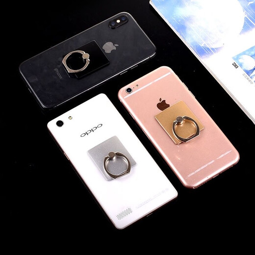 Zhenyikang Handy-Ringschnallenhalter, Tablet-Lazy-Halter, rutschfest, Anti-Verlust, Anti-Fall, leicht und klebrig, fällt nicht ab, Desktop-Halter, ultradünner Zugring auf der Rückseite, dickes, dickes Gold – zufälliger Stil