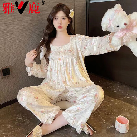 Les pyjamas en velours en or yalu pour les femmes à la printemps et à l'automne à manches longues cardigan cartoon des vêtements de maison capteurs de chats peuvent être usés à l'extérieur de l'INS 9902 Little Rabbit 2xl recommandé 135-150jin [Jin est égal à 0,5 kg]