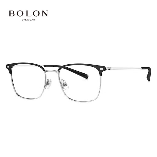 Tyrannosaurus (BOLON) myopia glasses frame, 25-year new product Wang Hedi same titanium alloy eyebrow line glasses frame BA7009 Selected B15-Mumbling Black Silver This item is only single frame-frame supports trial on