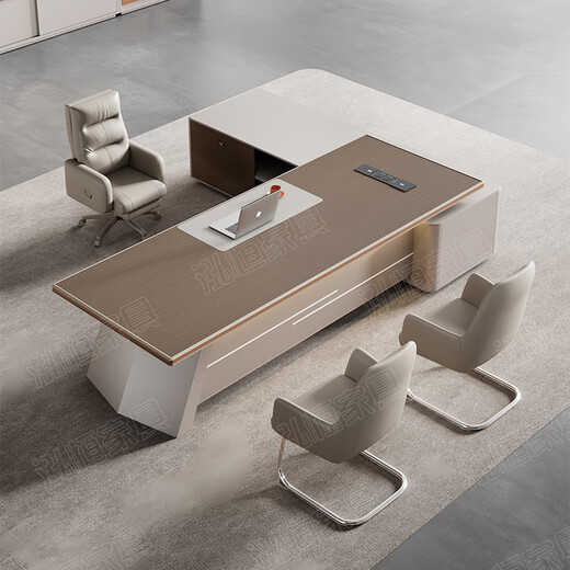 Hongheng boss desk and chair combination simple modern high-end executive desk manager office president chairman desk 2.2 meters luxury president table + boss chair + 2.4 meters cabinet