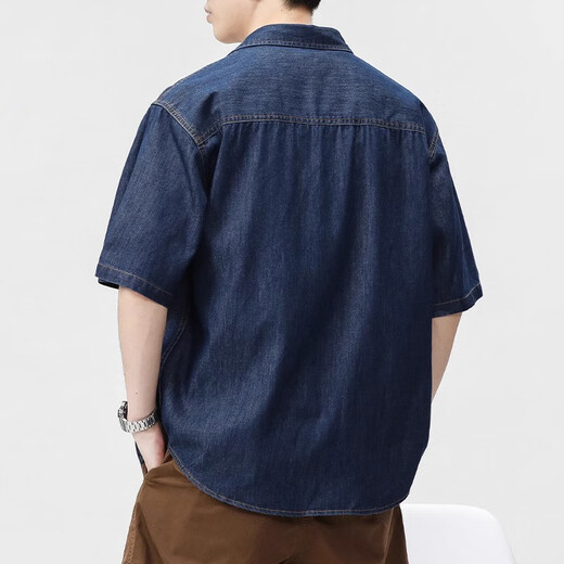 Juif Denim Shirt à manches courtes Men 2025 Été mince mince haut de gamme japonais à demi-manchette veste décontractée masculine