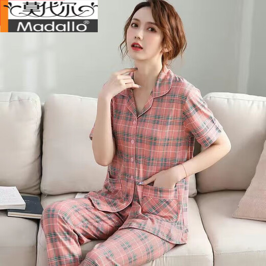 Modale Mutter mittleren Alters purer Baumwollpyjamas Frauen Sommer kurzärmelige Hosen Plus Size Casual Cardigan Anzug Dünne Heimkleidung Y9922 XL 120-140