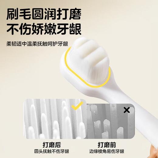 licheers儿童牙刷1-2-3岁宝宝超细软毛牙刷婴幼儿乳牙刷 圆形+波浪形