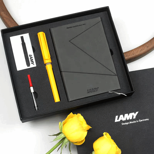 LAMY Deutscher echter Lingmei-Füllfederhalter Hunter Business-Notizbuch, High-End-Geschenkbox, Geschenk für Unternehmen, individuelles Geschenk, mattschwarz, EF-Spitze 0,5 mm – (High-End-Notizbuch-Geschenkbox)