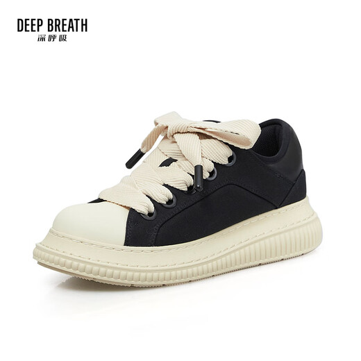DEEP BREATH Deep Breath Women's Shoes Lightweight Low Top Strap Casual Comfortable Canvas Bread Shoes AX12244 Black Rice 38
