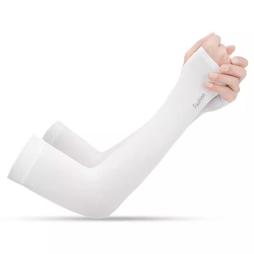 
Fishing sleeve ice silk sun protection men and women summer outdoor driving arm guard cool breathable thin ice sleeve straight-white 1 pair