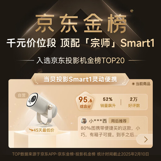 Dangbei Smart1 Projector Home High Definition Portable Pan-Tilt Projector Thousand Yuan Smart Home Theater National Subsidy (Type-C Power Supply 2+32G)