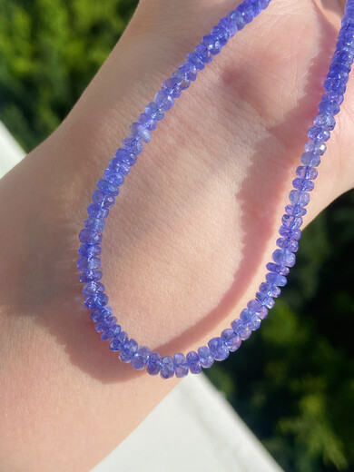 Hunter 18k gold tanzanite necklace faceted natural gemstone necklace for women versatile spring and summer vitality girl purple 18k gold tanzanite faceted 42cm