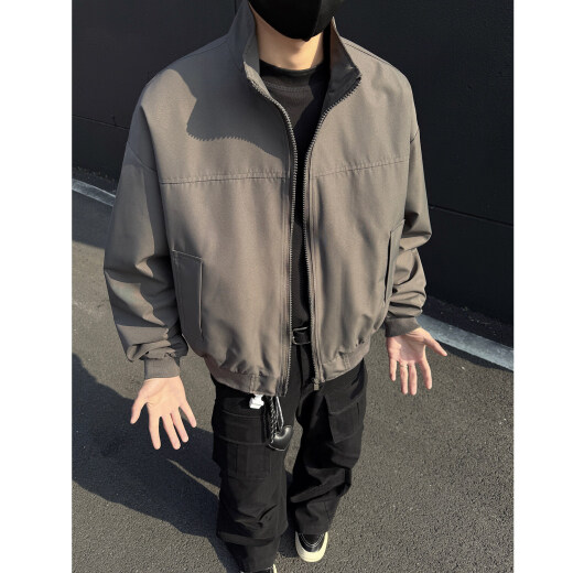 
NYING silhouette windproof flight jacket men's 25 spring and autumn new American fashion brand cleanfit handsome stand collar H1049 black M (90-110Jin [Jin equals 0.5 kg])