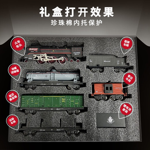 Retro Steam Electric Zug-Simulationslegierung Hochgeschwindigkeits-Bahn-Zug Grüne Lederzug Modell Kinderspielzeug Boy Retro Dampfzug 48pcs Lithium Batterie Set