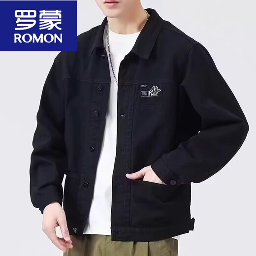 Romonjacke Herren Frühling und Herbst 2025 Neues Hemd Revers Herbst Herren Work Jacke Frühherbst-Jacke Top [Upgrade-Version] K1883 Black M [Empfohlen 90-120 Jin [Jin ist gleich 0,5 kg]]
