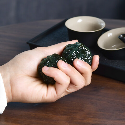 千载一玉保价618和田玉手把件 青玉核桃把玩件玉石摆件节日礼物送长辈 款一青色款QZM7027i