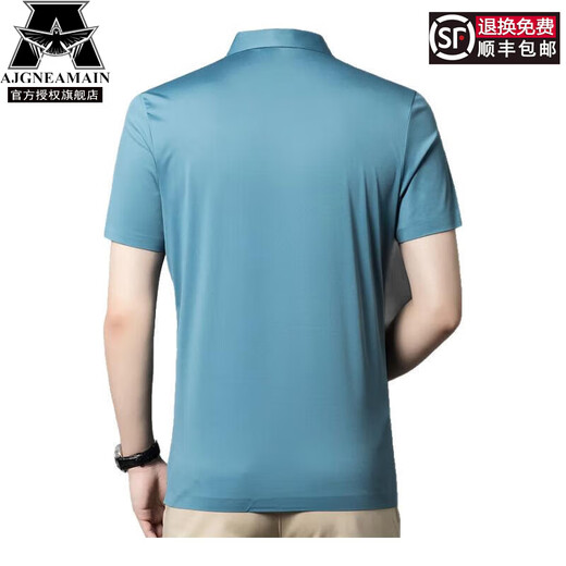 AJGNEAMAIN意大利轻奢高档男装夏季短袖POLO衫无痕商务休闲半袖纯色男士上衣 9858浅绿 L 175/50【建议115-130斤】