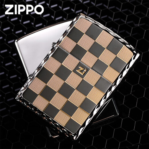 ZIPPO original lighter genuine windproof black ice plaid men's personal lettering Black ice plaid 3 [new machine oil-free] DY9902ZB