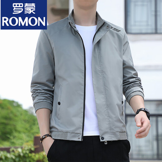 罗蒙（ROMON）春秋季男士薄款外套男2025新款立领夹克衫潮流百搭休闲风衣褂子男 686【豆绿】 XXS 【建议80-95斤左右】