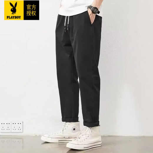 Playboy (PLAYBOY) Men's Clipper Pants 2025 New Spring and Autumn Workwear Straight Loose Hammer Shaped Pure Cotton Casual Pants Men's Trendy and Versatile 9904 Military Green [Pure Cotton High Quality] M