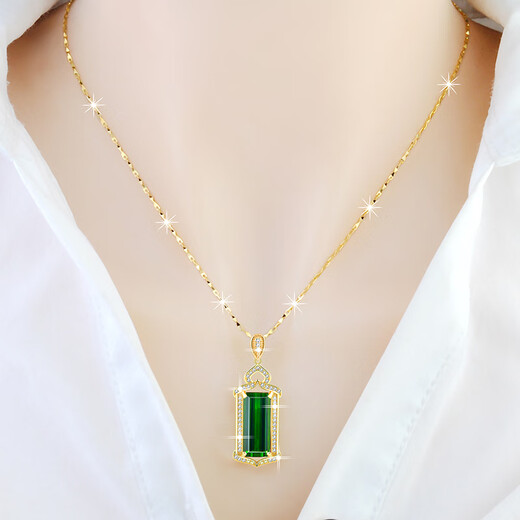 Youshu necklace for women 925 sterling silver plated 18k gold emerald zircon pendant temperament luxury silver jewelry gift for girlfriend gold green zircon necklace