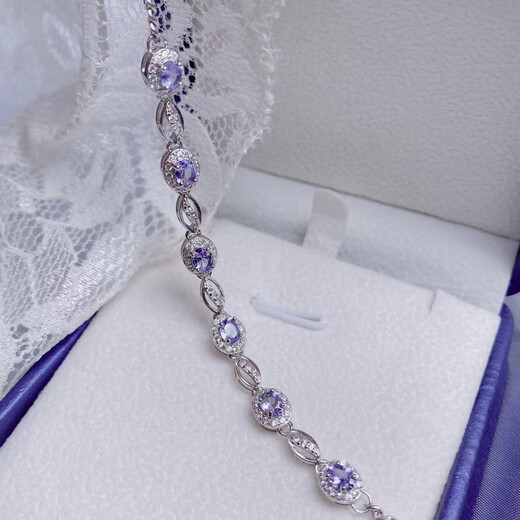 Shilian's favorite crystal natural tanzanite bracelet electro-optical blue pure body quality s925 silver inlaid