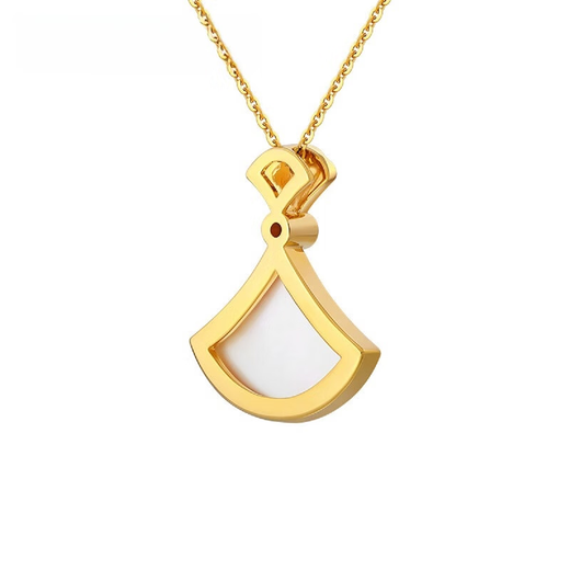 Puri Dada Jewelry 18K Gold Diamond White Shell Pendant Small Skirt Fashionable Sweet Neck Jewelry Gift for Girlfriend or Wife 18K Gold Diamond White Shell Pendant