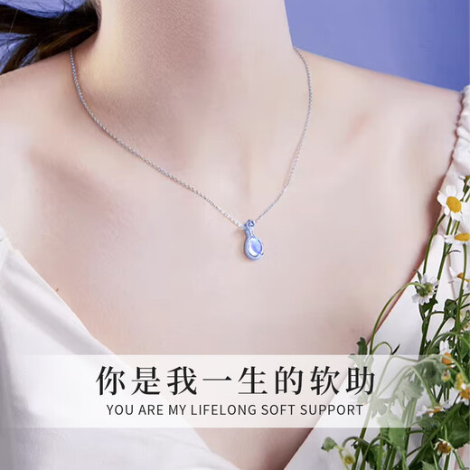 Zhou Baifu sterling silver Rupert's Tears necklace for women 2025 new light luxury clavicle chain pendant birthday gift for girlfriend