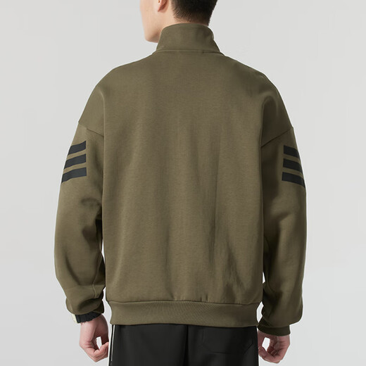 阿迪达斯 （adidas）外套男装2025春秋季新款运动服针织立领男士上衣夹克JD4885 JD4887橄榄绿 L