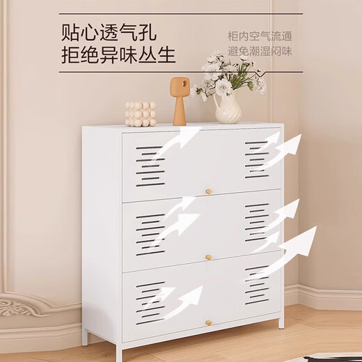 Yushili steel shoe cabinet household entrance breathable dustproof shoe rack floor large capacity door tilt cabinet corridor storage cabinet white 5 door 10th floor-1695*600*350mm