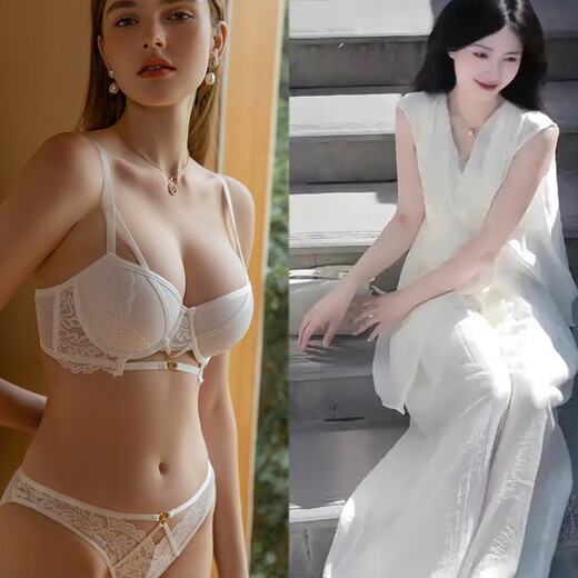 Victoria Palace Sexy Bra, Thin Top, Thick Bottom, Top Support, Small Breast Show Big Bra, Ladies Push-Up Breathable Large Size Bra Set, Yellow Green 85C, XL Size Underwear by Default