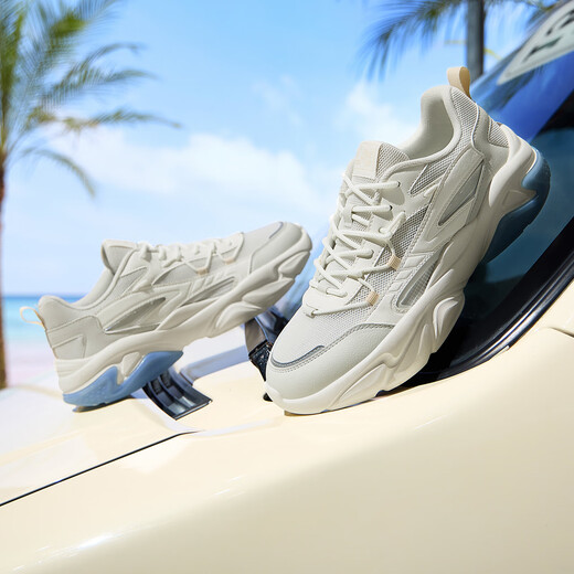 
361 sports shoes men's spring and summer Liuguang retro leather mesh breathable casual thick sole dad shoes 672526766-4