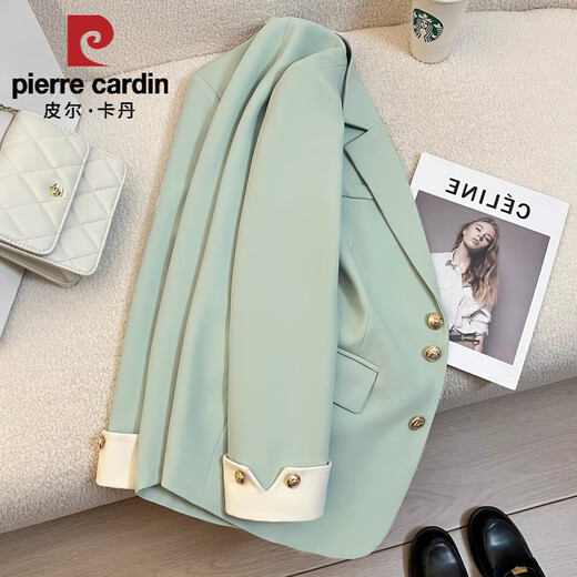 Pierre Cardin 2025 Spring New Design Mint Green Suit Jacket Women's Korean Style Casual Small Suit 2024 Beige 2025 Regular L Recommendation 110-125 Jin Jin equals 0.5 kg