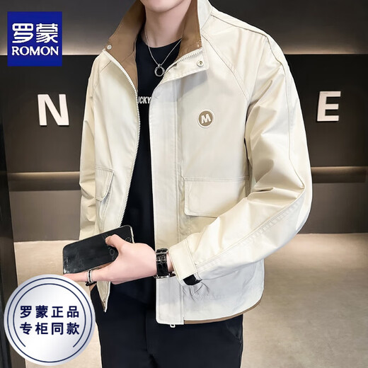 ROMON stand-up collar thickened jacket men's autumn and winter new cotton youth casual workwear cotton top jacket men black thickened 2XL recommended 140-155Jin Jin equals 0.5 kg