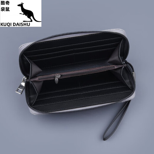 KUQIDAISHU canvas men's wallet long handbag men's zipper clutch men's mobile phone bag large capacity denim bag 13803 canvas handbag gray