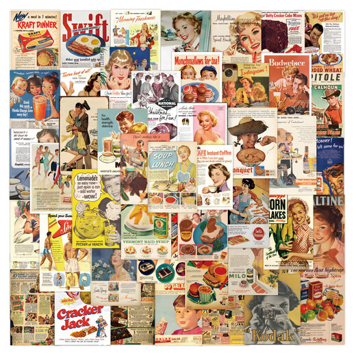 Bai Yan Bai Yan 60 grenzüberschreitende europäische und amerikanische Retro-Stil-Graffiti-Aufkleber wasserdichte Notebook Skateboard-Koffer Motorradaufkleber Retro Poster-60pcs-g-6198