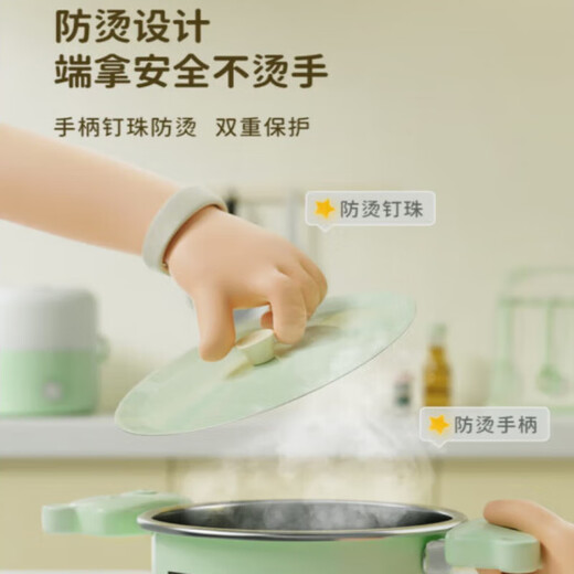 翎喏儿童做饭迷你小厨房真煮套装过家家玩具食品级真做饭生日礼物 粉色防烫304锅+语音电热炉