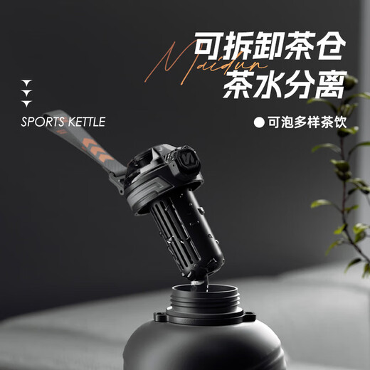 NRMEi Sports Kettle Large Capacity Tons of Tea Water Separating Dayton Cups Tritan Men and Women Summer High Temperature Resistant Straw Cups Matte Black Double Drink + Rope + Strap 2600ml