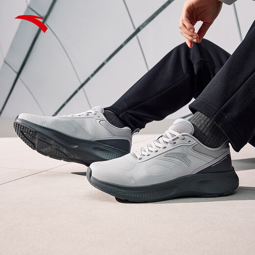 ANTA Basic Walking丨Lightweight and Comfortable Sports Shoes Men's Cushioning Walking Training Shoes Mesh Brocade Gray/Crystal Gray-6 39
