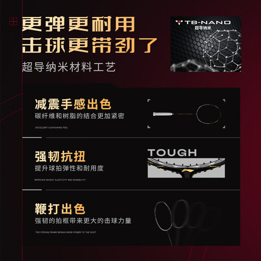 李宁（LI-NING）羽毛球拍全碳素单拍风刃EVO对标风刃500比赛球拍黑色4U 已穿线