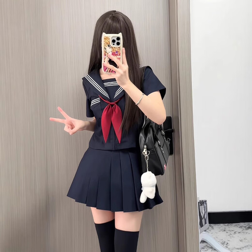 Suican snapdragon knot jk bow tie triangle scarf free sailor scarf Japanese college style red collar flower sweet bow wine red goldfish knot 1 pack