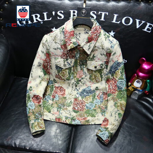 Aemape Jacke Herren European Trendy Brand hübsches gestickter Frühlings- und Herbst-Herren-Revers schlanker junger und mittlerer Jacke mit mittleren Alter 9227 Farbe Schlanker Anpassungsgröße kleiner m