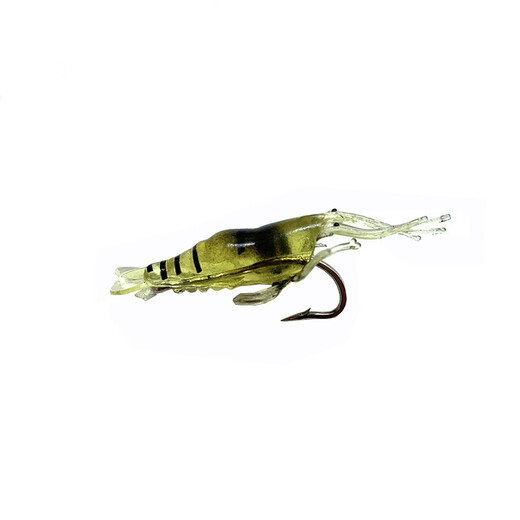 Caizhou fake fishing lure Luya simulation 4cm small grass shrimp luminous hooked shrimp curled mouth bass sea fishing freshwater fake bait soft bait small grass shrimp three-color mix-12 pieces (4 pieces each)