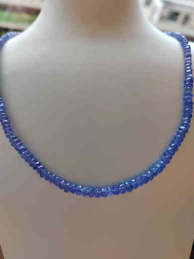 Fujiu Natural India imported tanzanite necklace high-grade ice-transparent gem-grade blue-purple necklace pink tourmaline necklace bracelet high-quality ice-transparent tanzanite necklace about 3-4.2